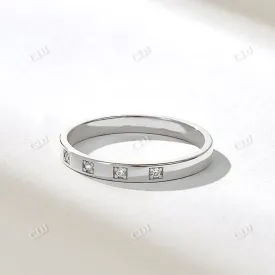 0.05CTW Round Five Stone Lab Grown Diamond Minimalist Wedding Band