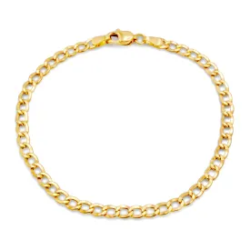 10k Semi-Solid Yellow Gold Flat Cuban Link Bracelet 3.55mm