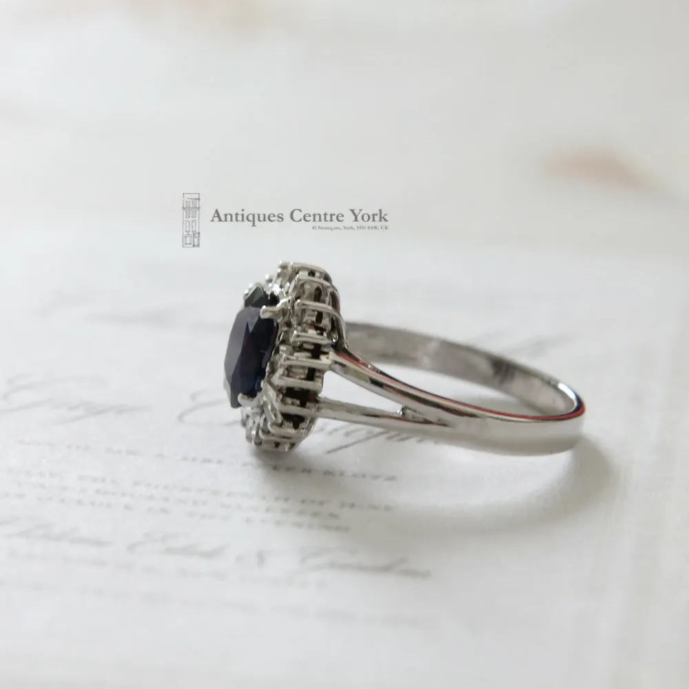 14ct White Gold Sapphire & Diamond Cluster Ring