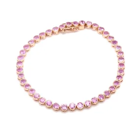 14K & 18K Gold Pink Sapphire Bezel Tennis Bracelet, Large