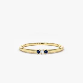 14K Gold Minimal Sapphire and Diamond Ring