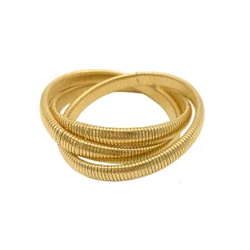 14k Gold Plated Omega Chain Triplet Bracelet