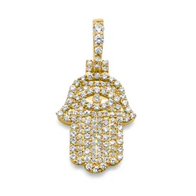 14k Yellow Gold Diamond Hamsa Pendant 0.81 ctw