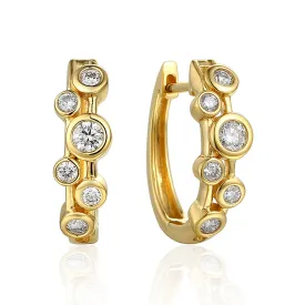 18ct Yellow Gold Diamond Bubble Hoop Earrings