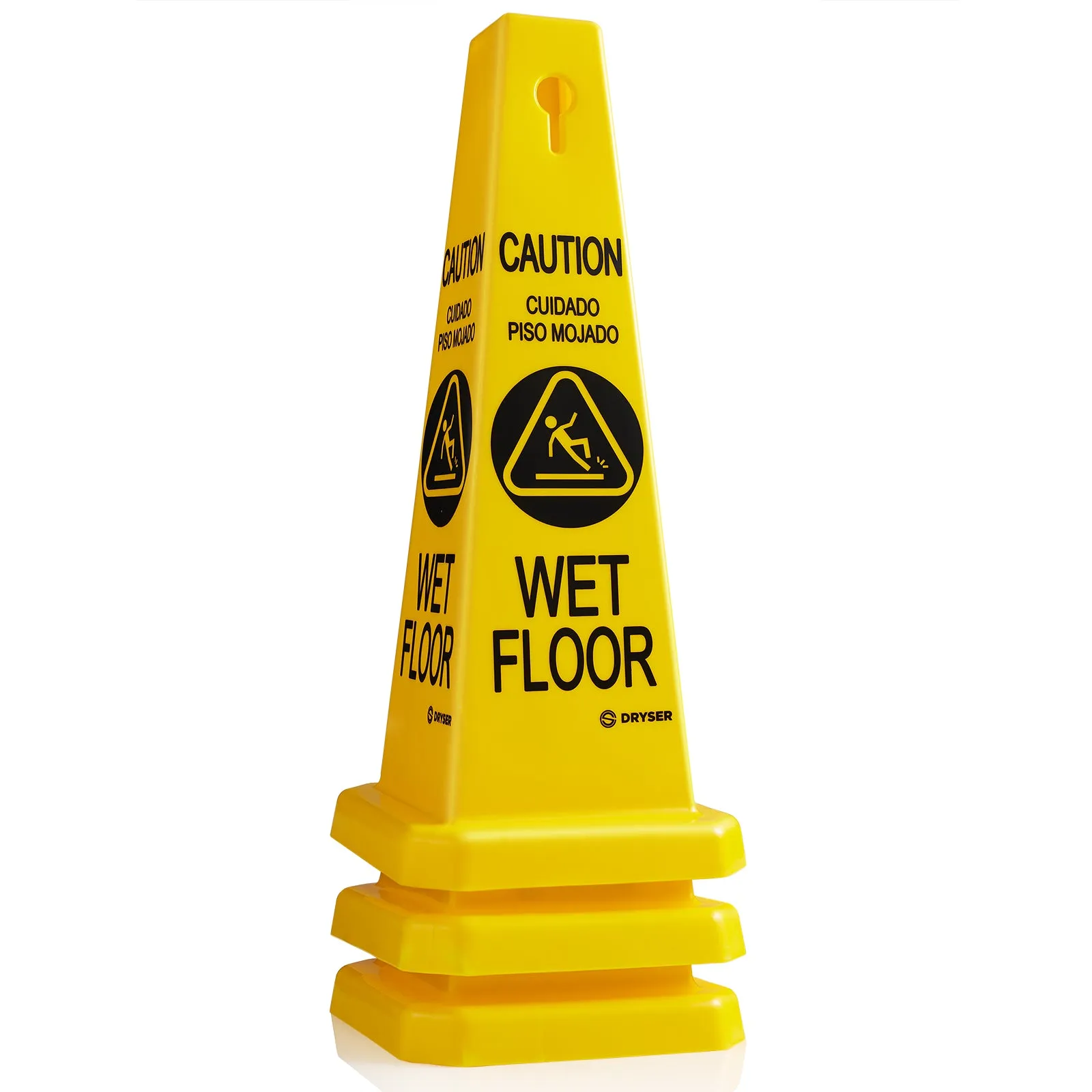 3 Pack- 26" Yellow Caution Wet Floor Cones - English/Spanish- Dryser