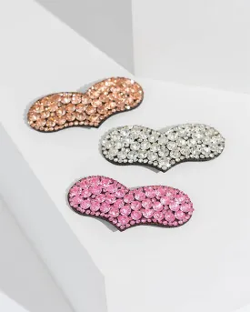 3 Pack Crystal Love Heart Hair Clips