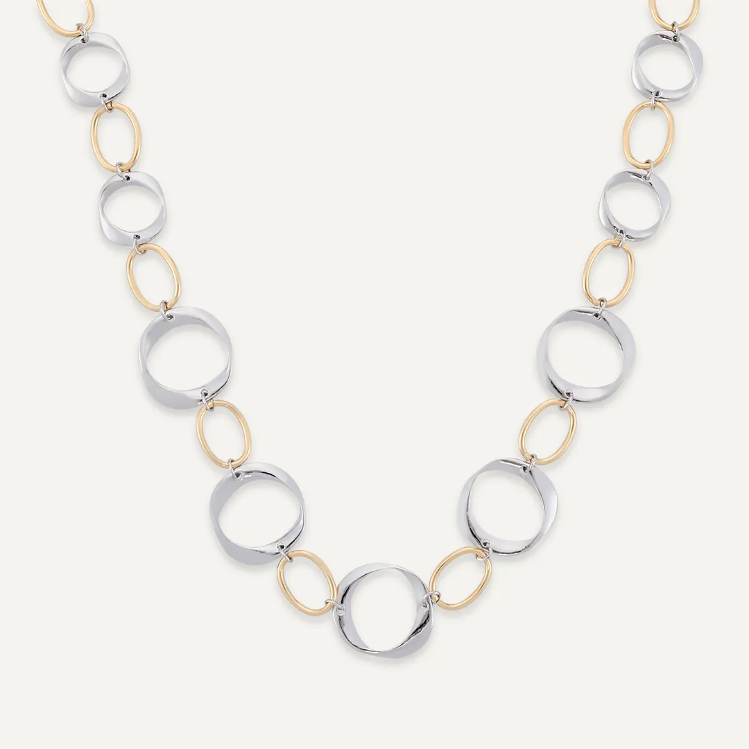 Abstract Lobster Clasp Necklace In Gold & Silver-Tone