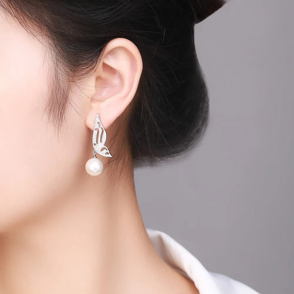 Angel Wings Edison Pearl Earrings