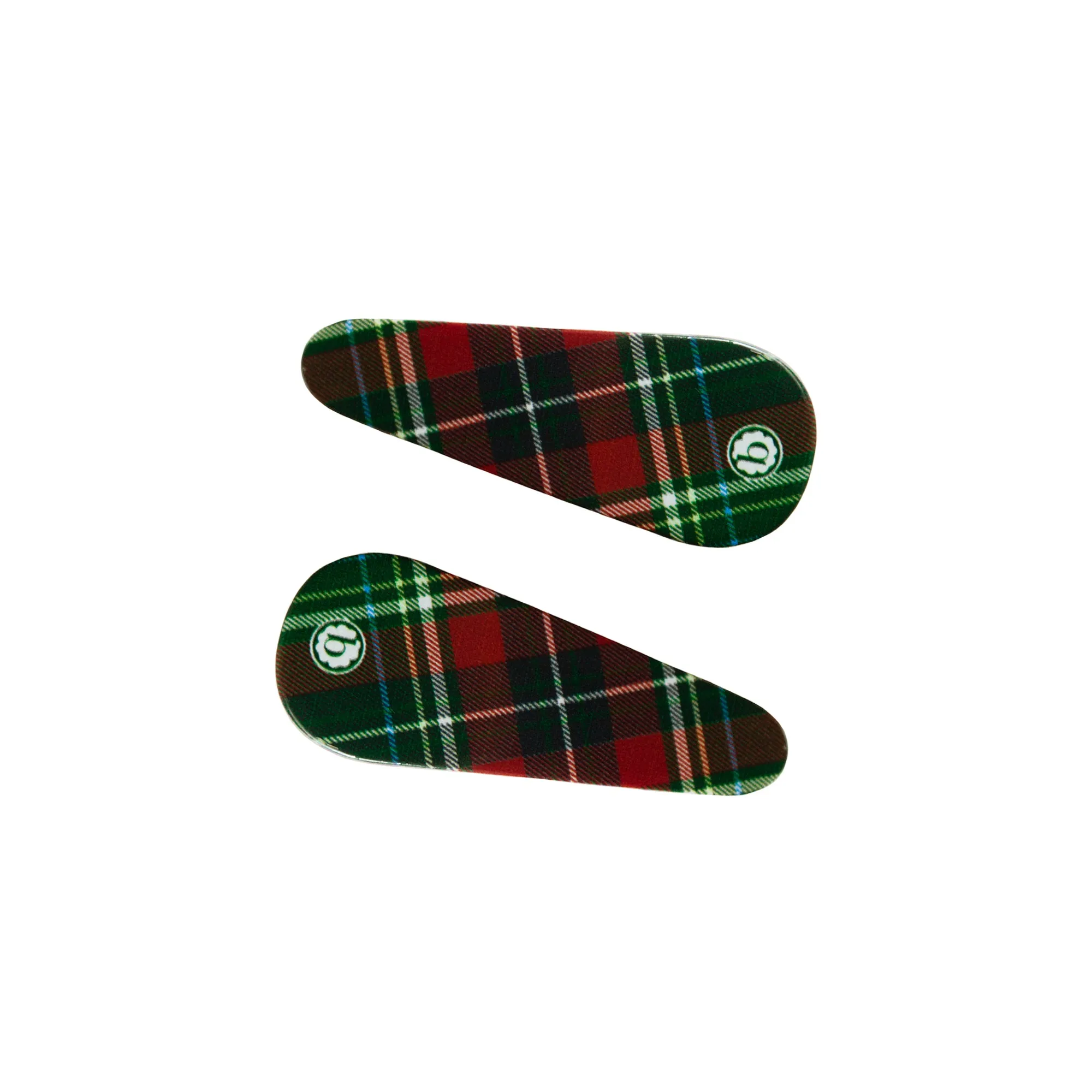 Baby Bling 2PK Almond Clips: Holiday Plaid