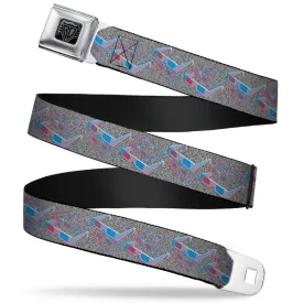 BD Wings Logo CLOSE-UP Full Color Black Silver Seatbelt Belt - 3-D Glasses w/TV Noise Webbing