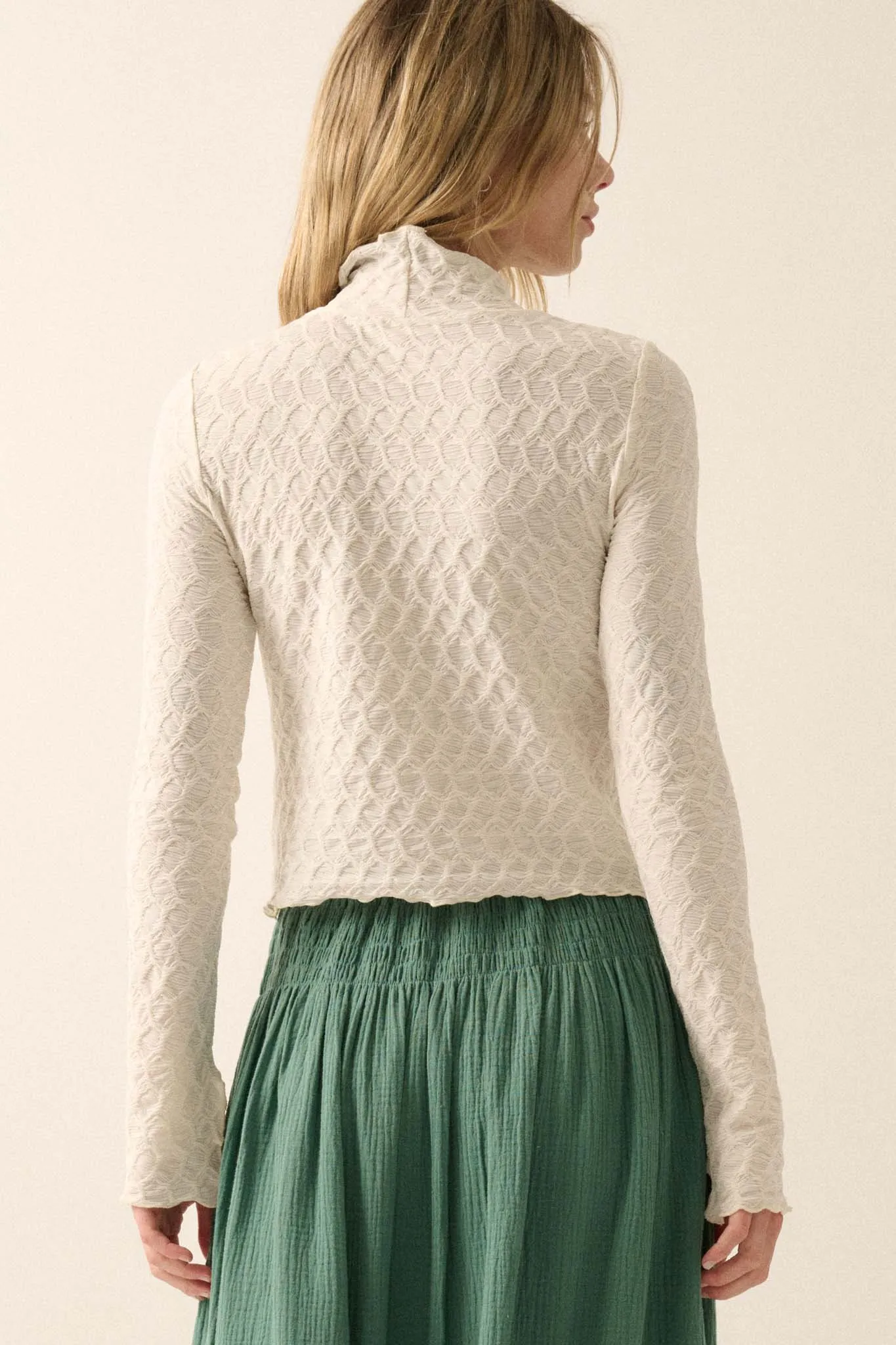 Beautiful Spirit Textured Knit Mock-Neck Top