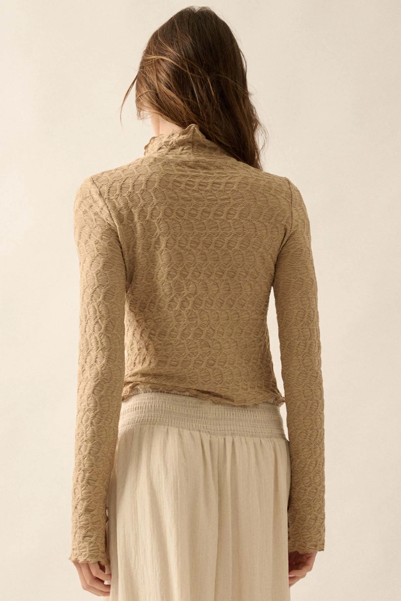 Beautiful Spirit Textured Knit Mock-Neck Top