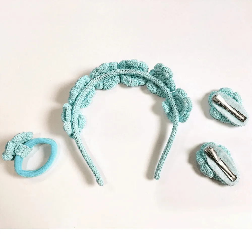 Blue floral Hair Band , Pins and Rubber