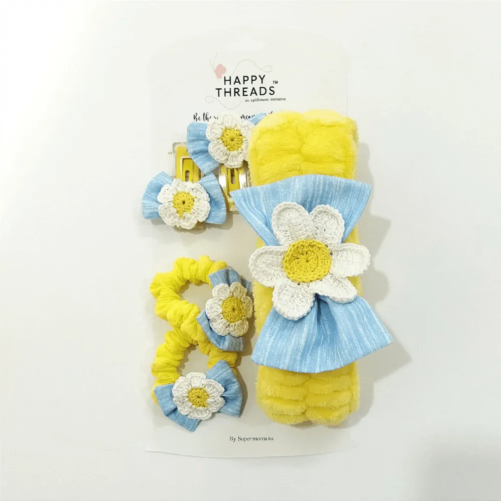 Blue floral Hair Band , Pins and Rubber