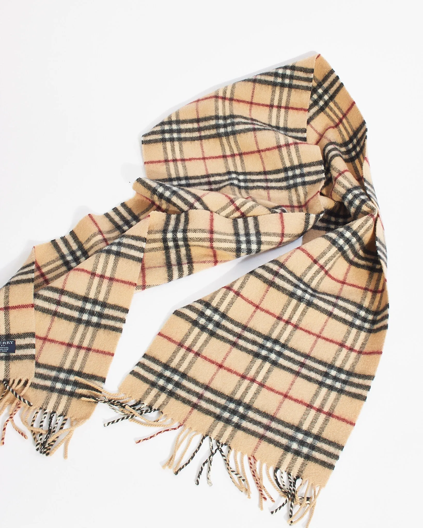 Burberry Beige Classic Check Wool Scarf