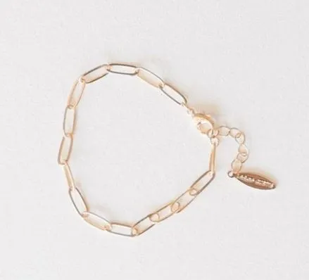 Dainty Gold Paper Clip Bracelet