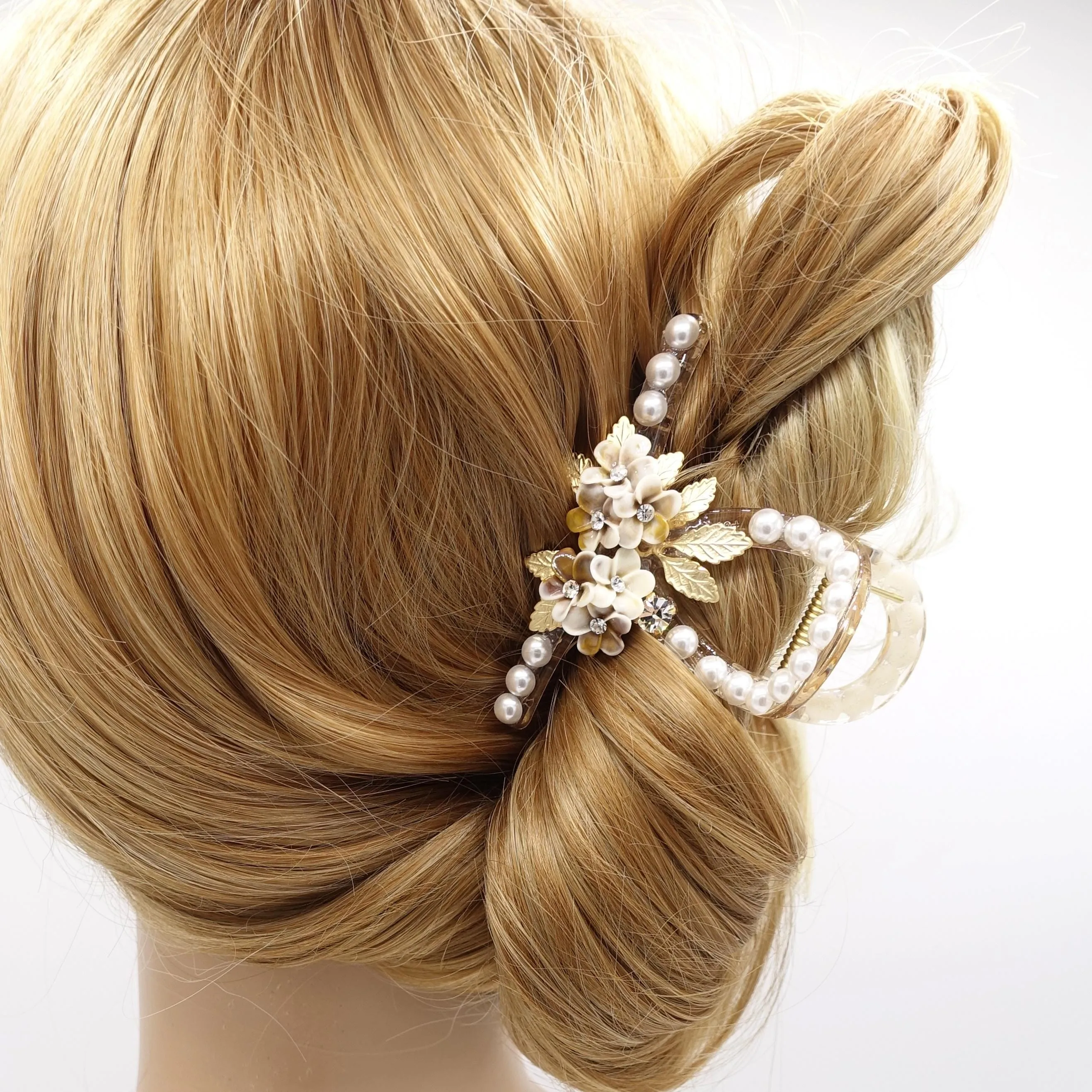 decorative hair claw, pearl hair claw, cute hair claw for women