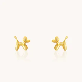 Dog Balloon Gold Stud Earrings