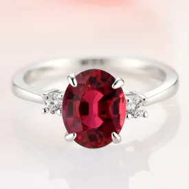 Everly Oval Ruby Ring- Sterling Silver