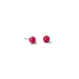 Finita Stud Earrings 18ct White Gold - Cabochon Ruby