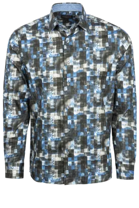 Garnet Button-Front Shirt - Blue Geometric