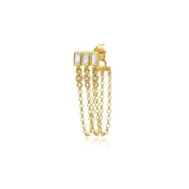 Kiki 3 Baguettes Waterfall Stud Earring