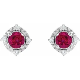 Lab Created Ruby Earrings with Diamonds