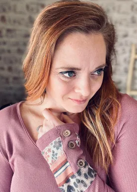 Mauve Top With Patterned Cuffs