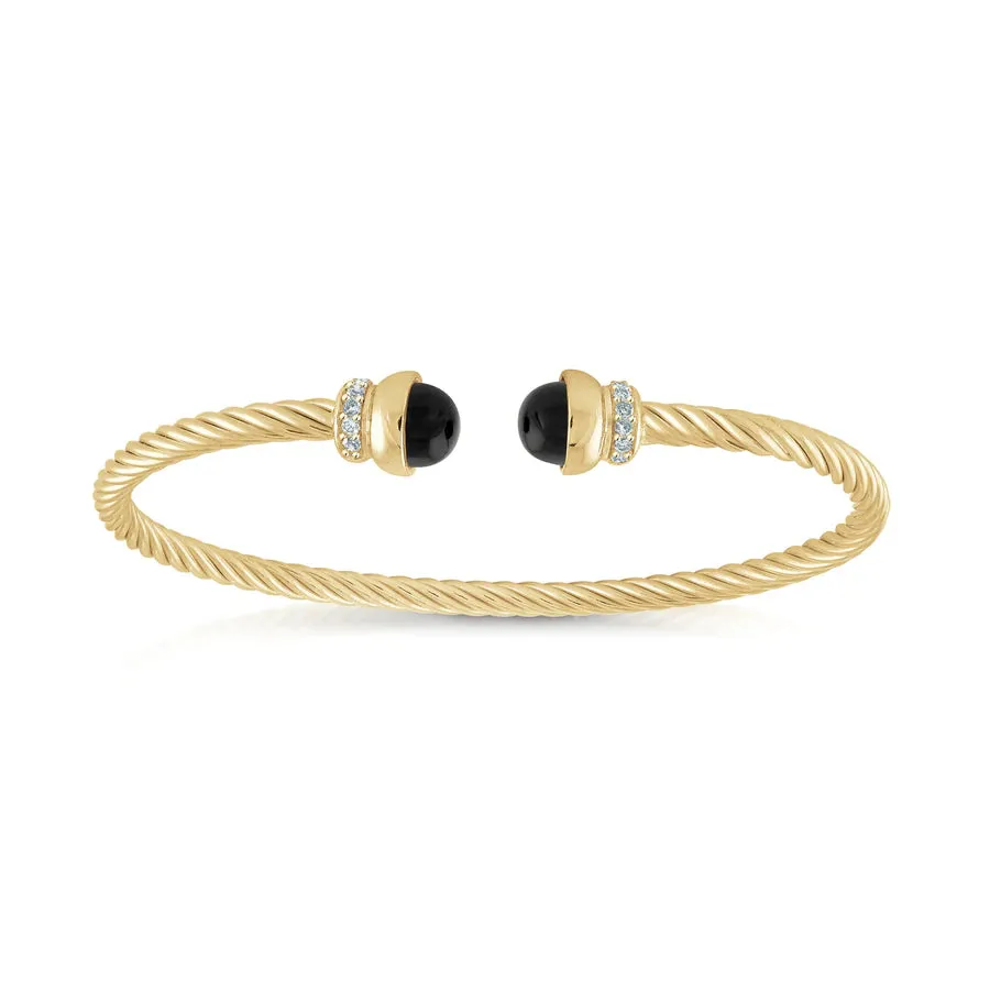 Miss Mimi Black Onyx Twist Cable Bangle