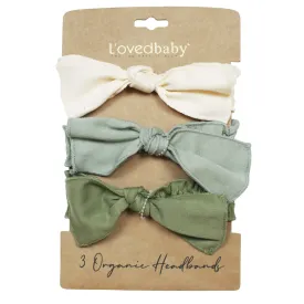 Organic 3-Piece Smocked Headband Gift Set in Greens