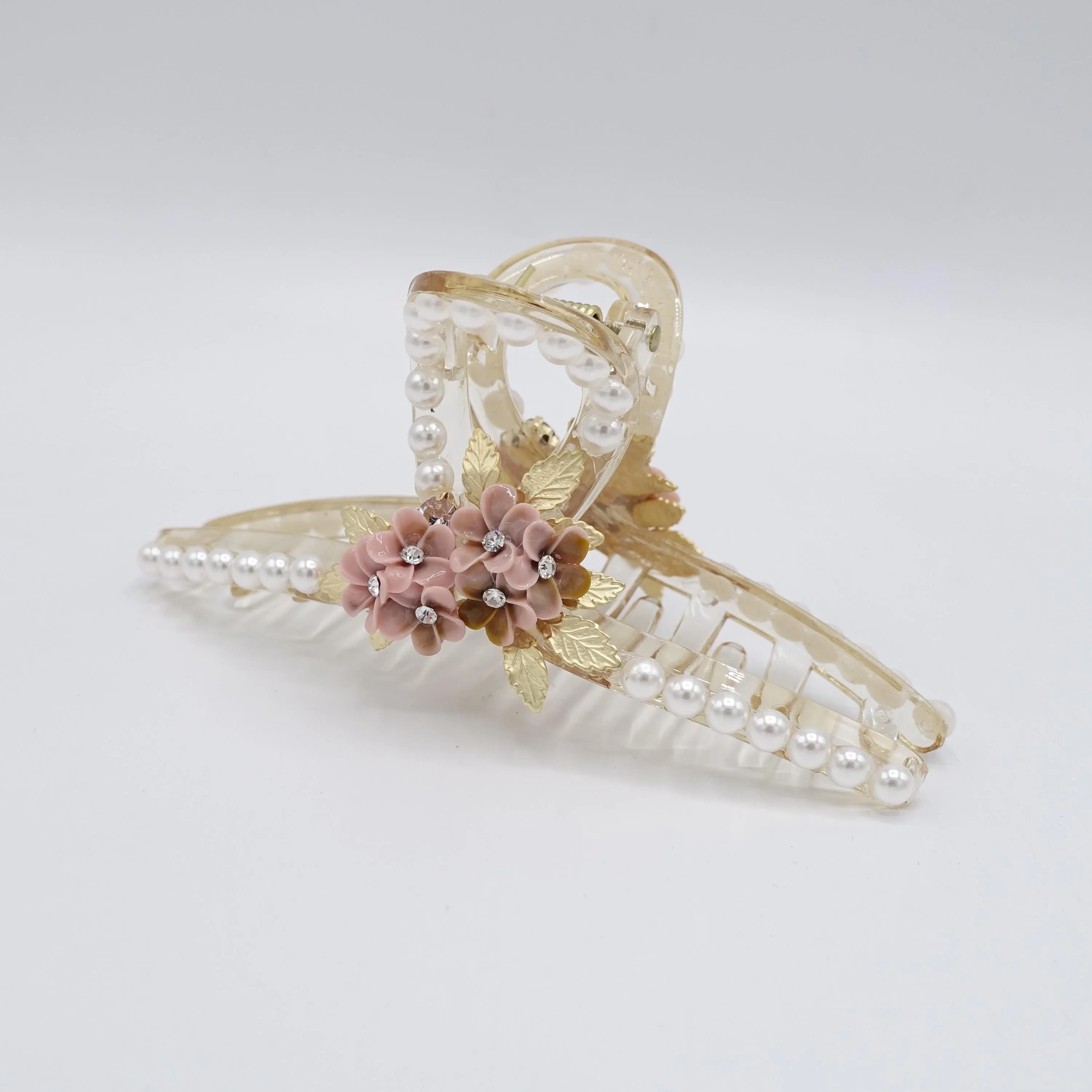 pearl hair claw, petal hair claw, flower hair claw for occasion