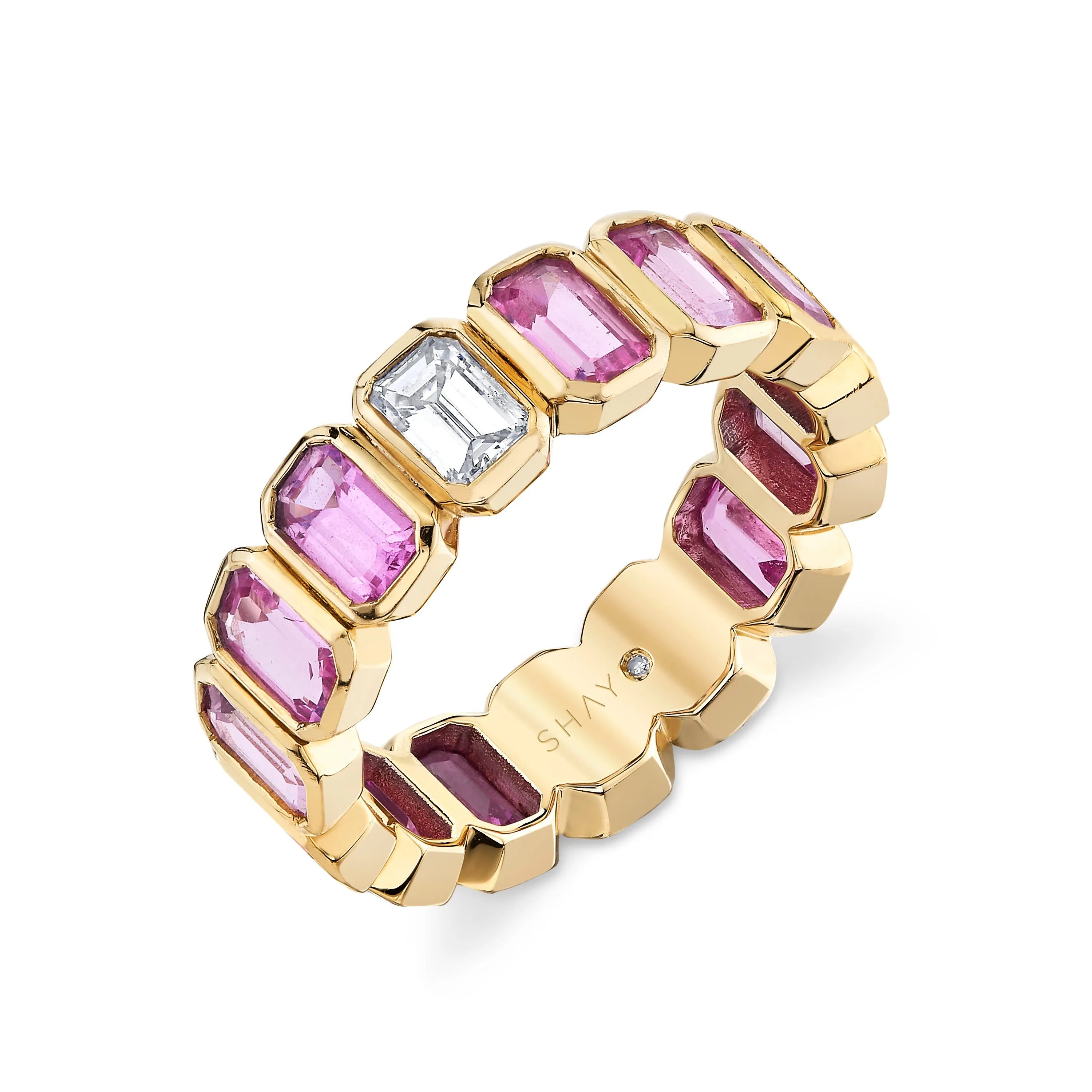 PINK SAPPHIRE & DIAMOND BEZEL ETERNITY BAND