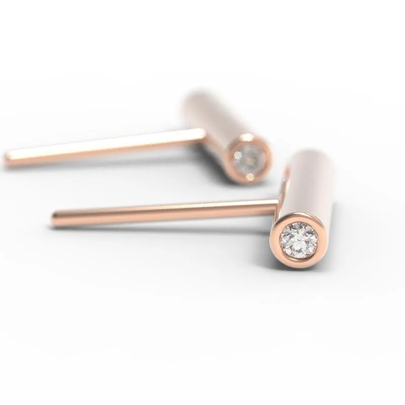 "Minimalist" Line Studs - Canadian Diamonds- 14K Gold