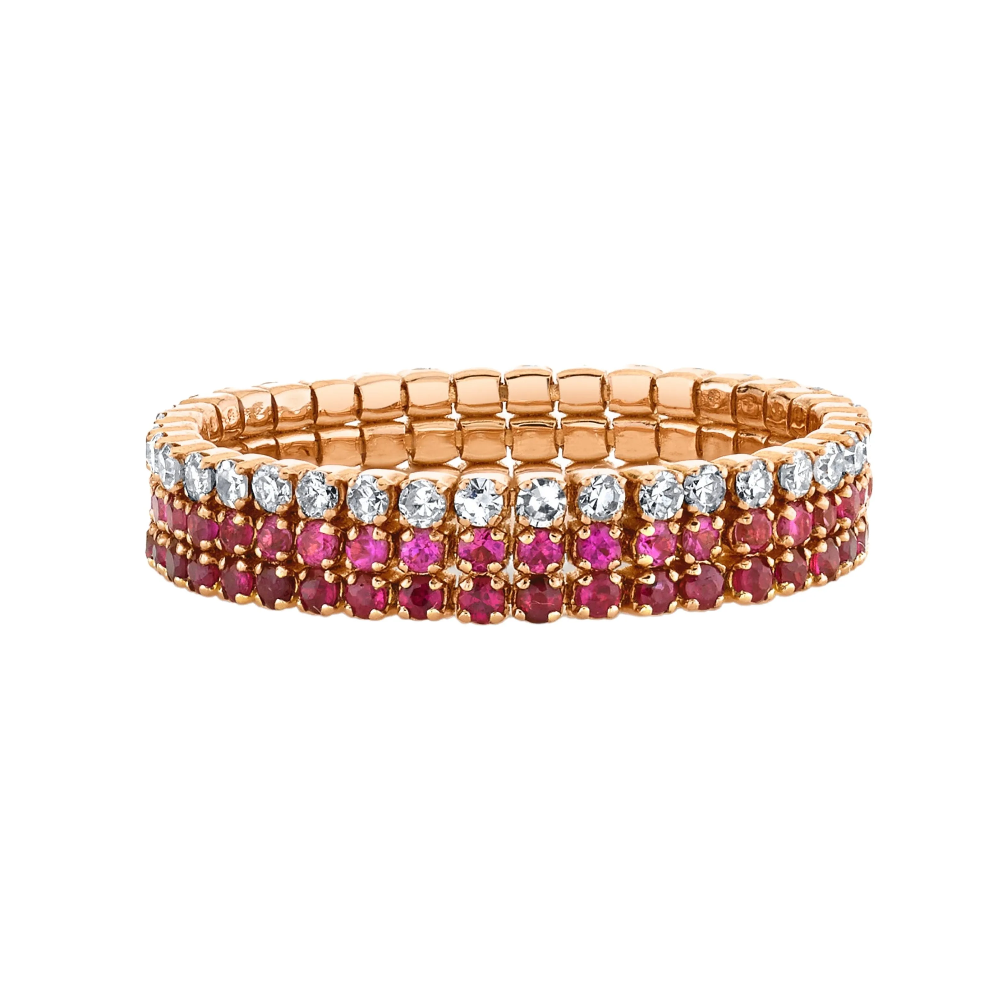 READY TO SHIP  & PINK SAPPHIRE TRIPLE STACKED THREADS RING