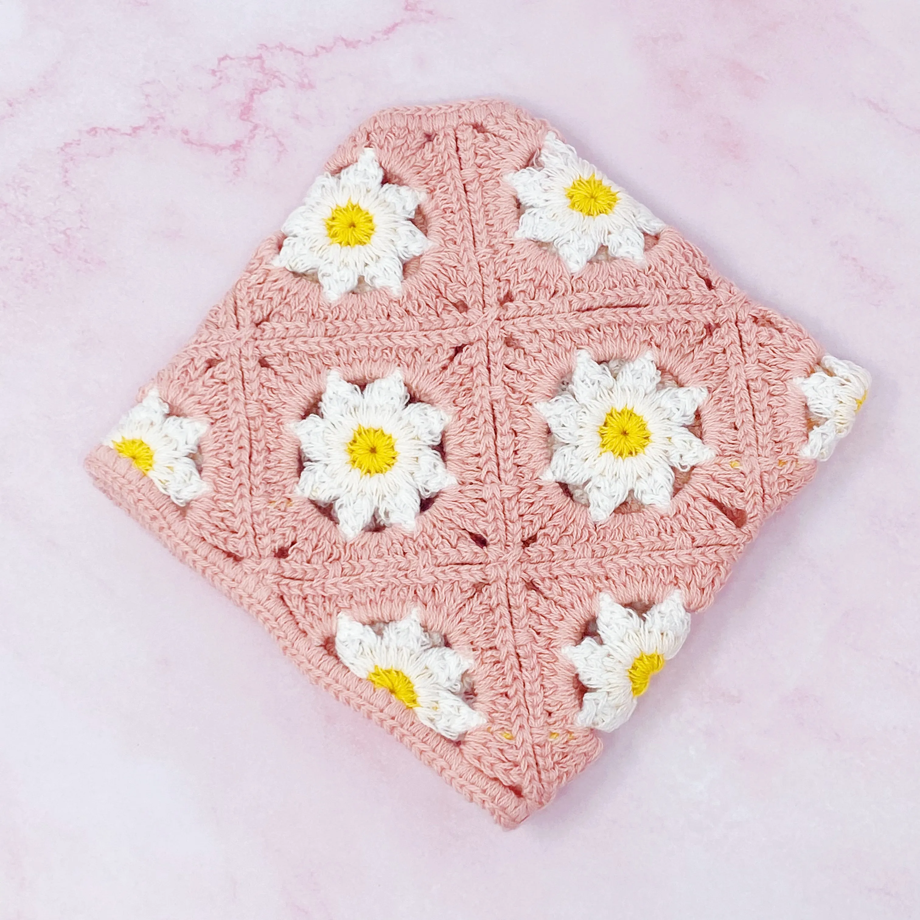 Retro Daisy Crochet Bandana