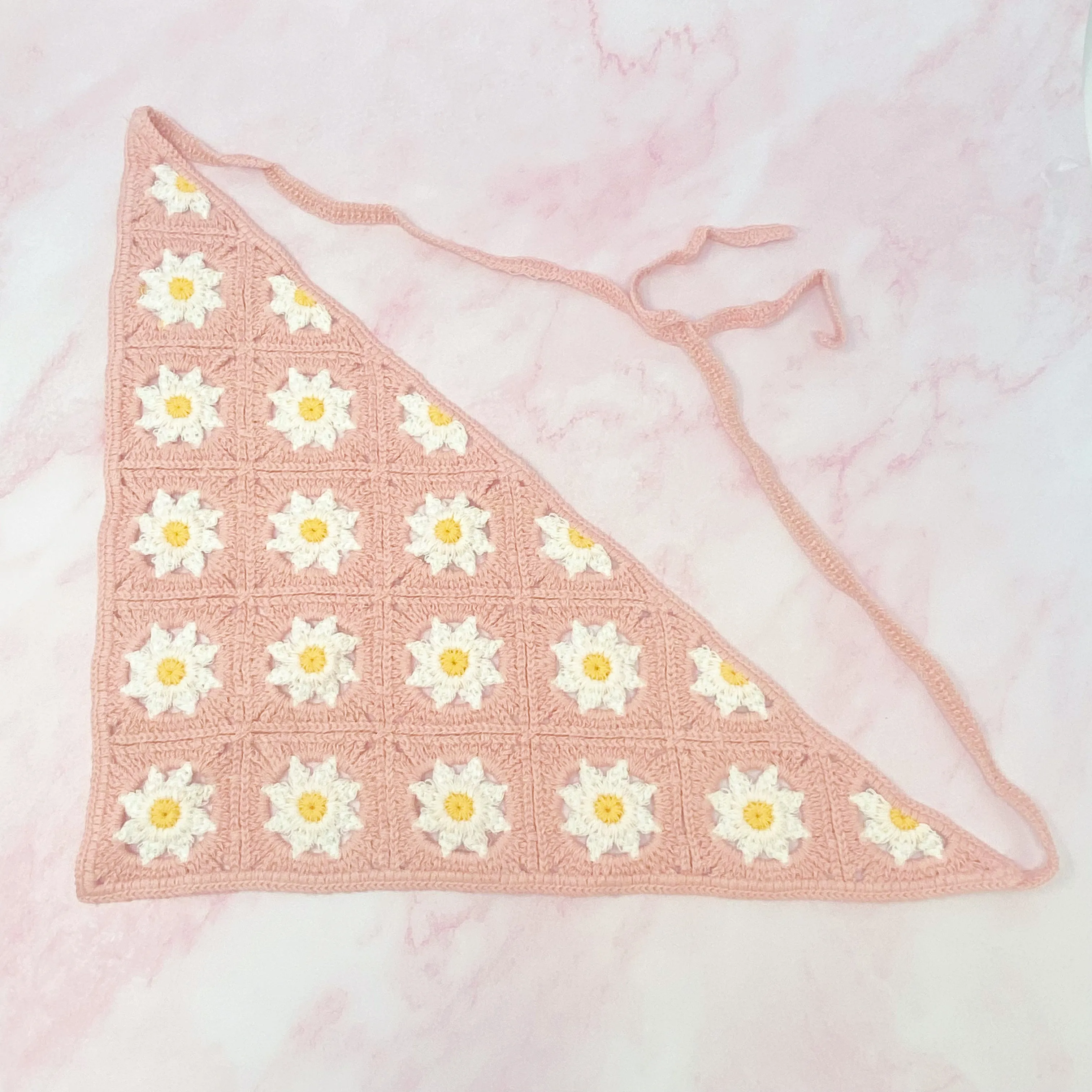 Retro Daisy Crochet Bandana