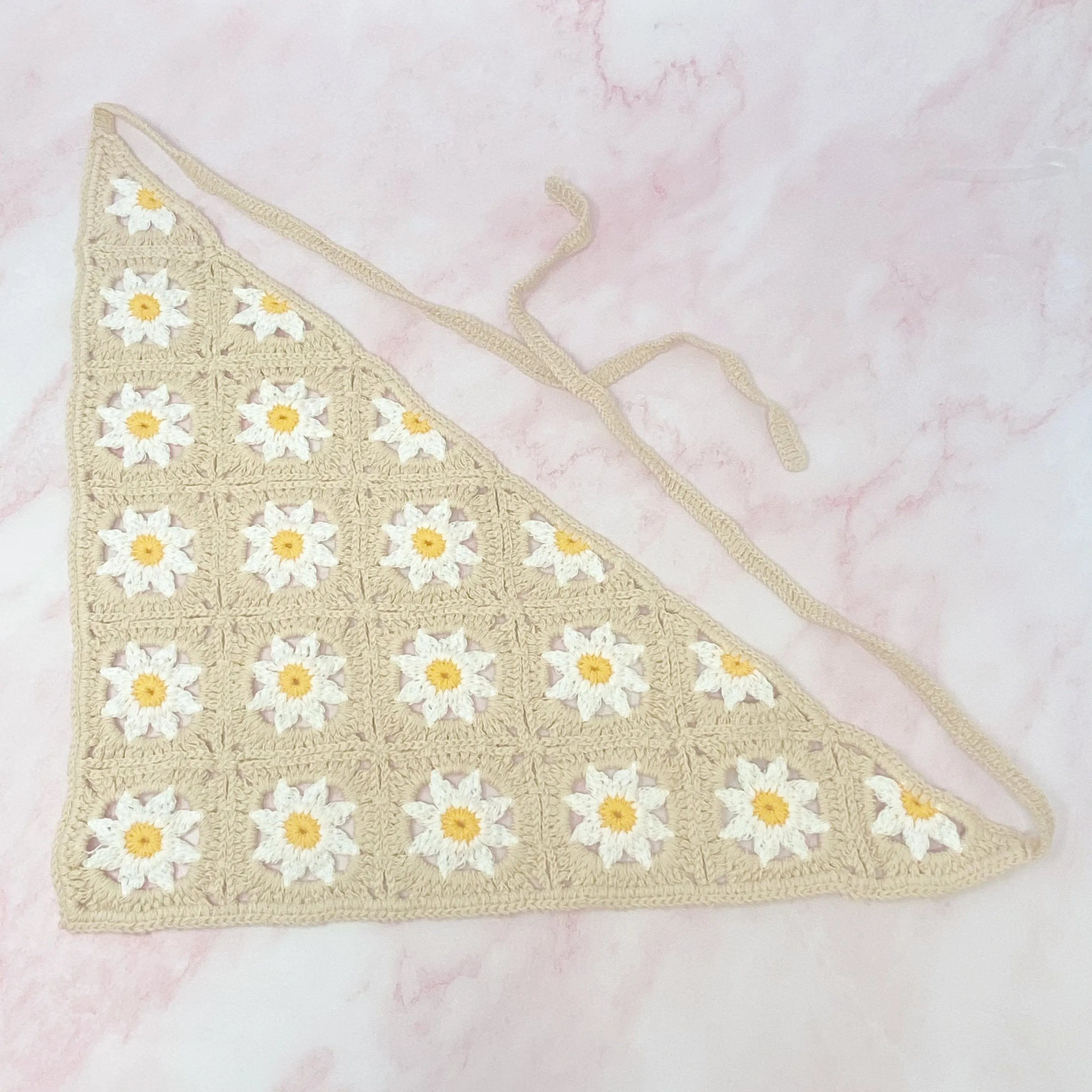 Retro Daisy Crochet Bandana