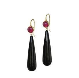 RUBY AND ONYX DROP EARRINGS