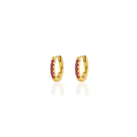 Ruby Crystal Huggie Hoop Earrings