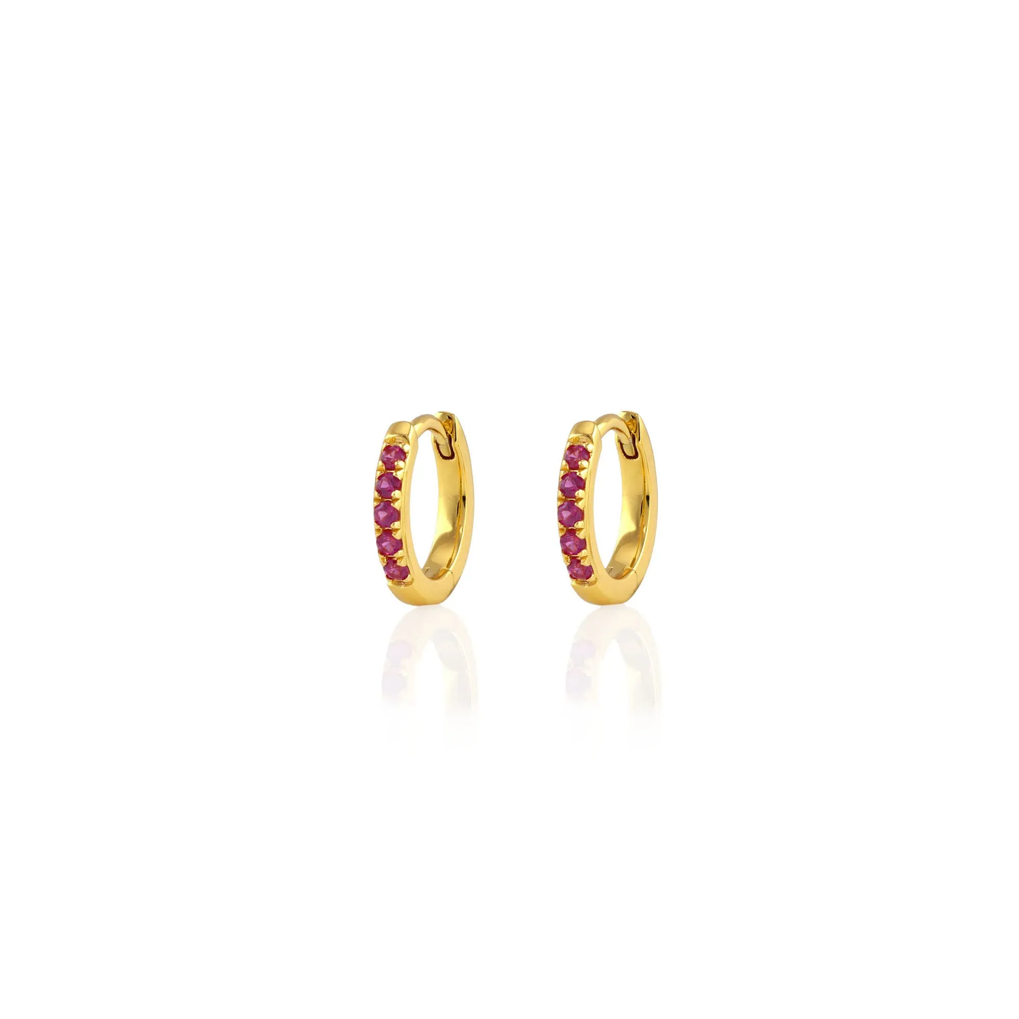 Ruby Crystal Huggie Hoop Earrings