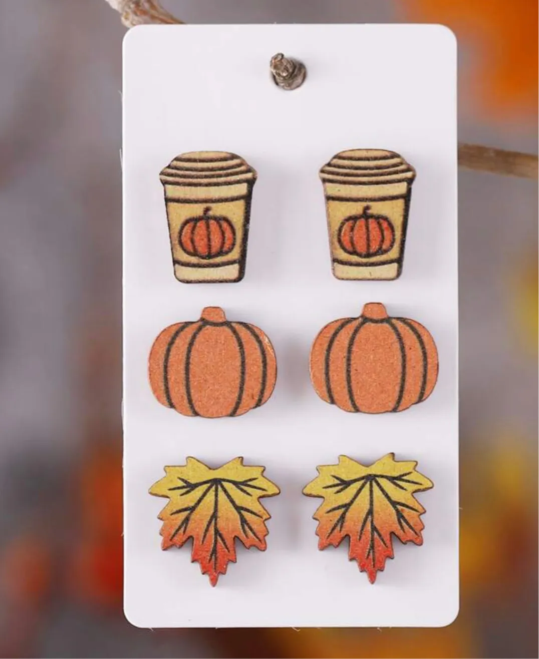 Set of 3 Harvest Themed Stud Earrings