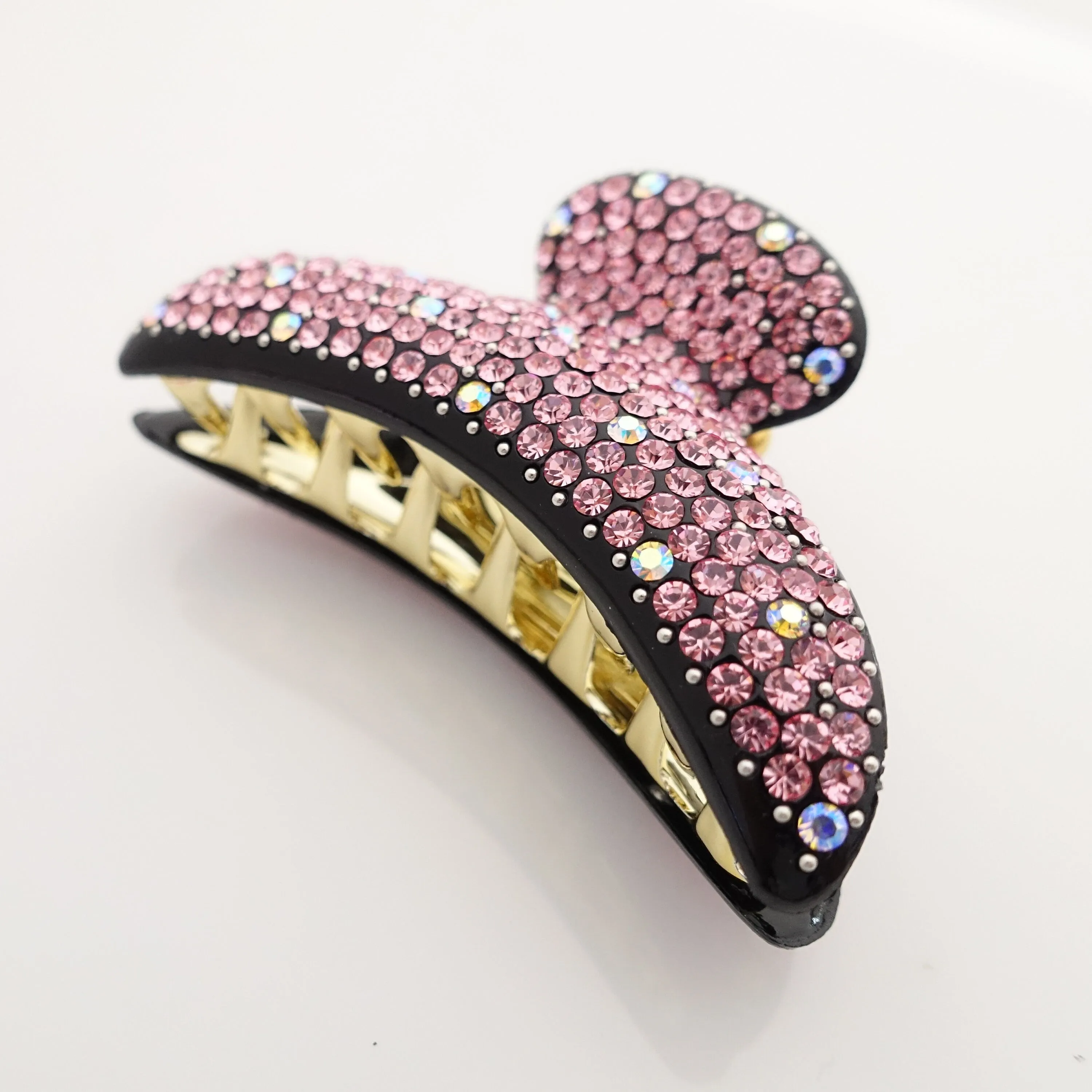 small hand mounted czech rhinestone half hair claw jeweled hair clamp women hair accessory