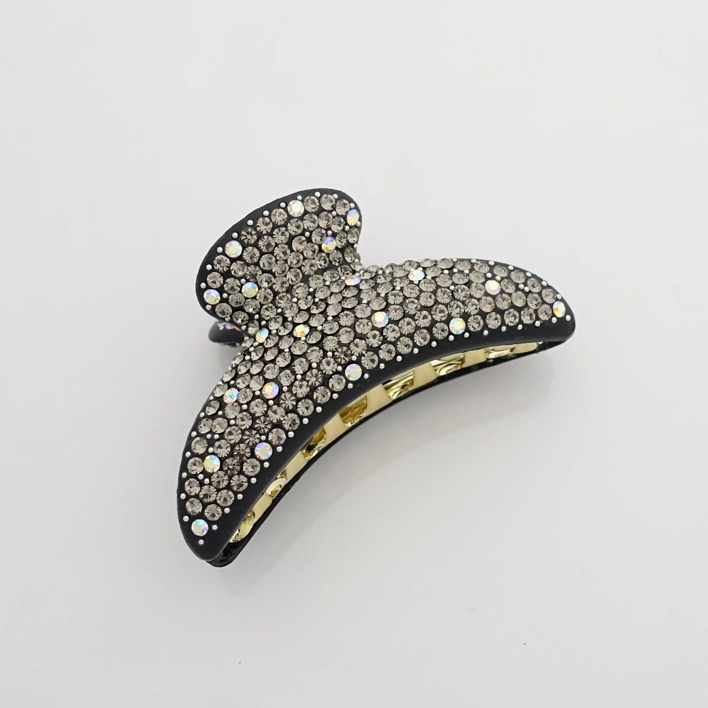 small hand mounted czech rhinestone half hair claw jeweled hair clamp women hair accessory