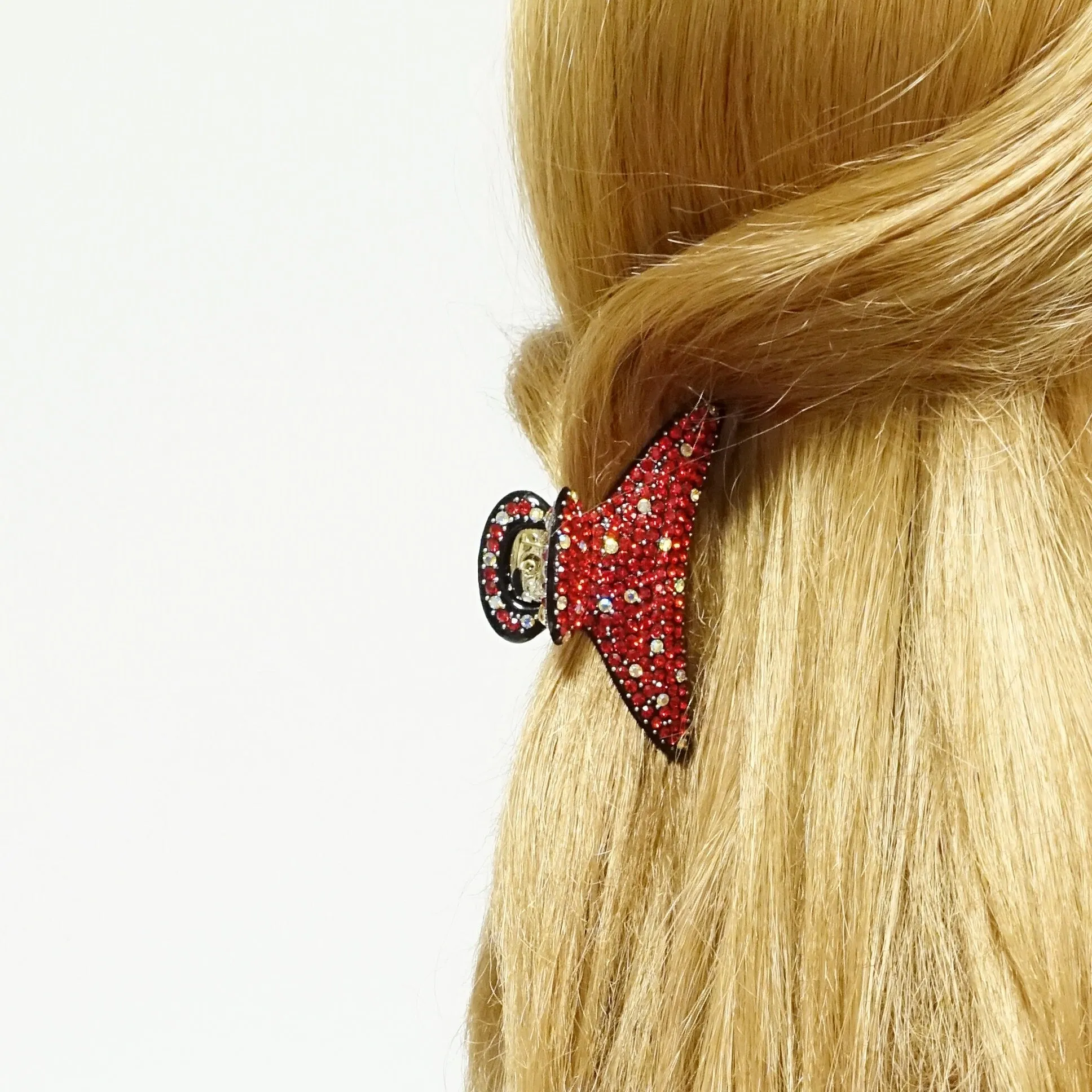 small hand mounted czech rhinestone half hair claw jeweled hair clamp women hair accessory