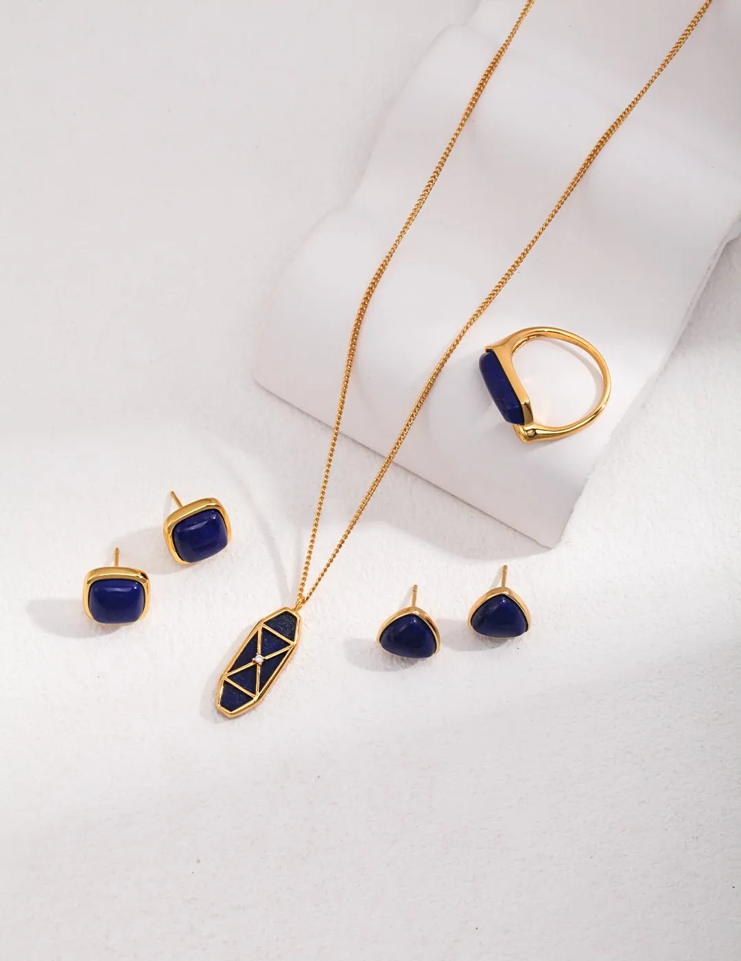 Square Natural Lapis Lazuli Earrings