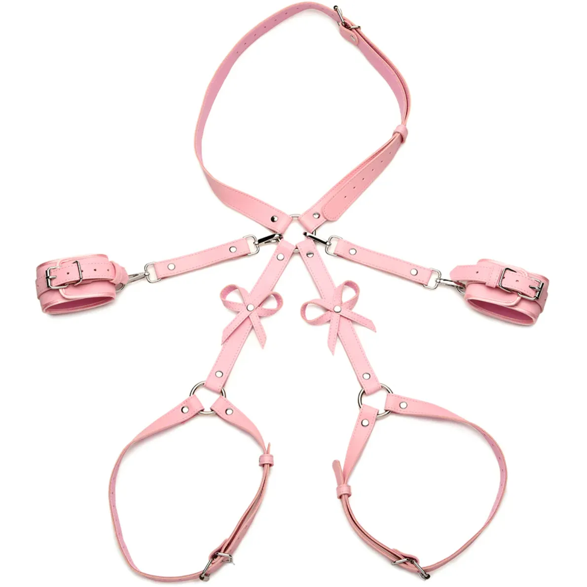 Strict Bondage Harness with Bows - Pink