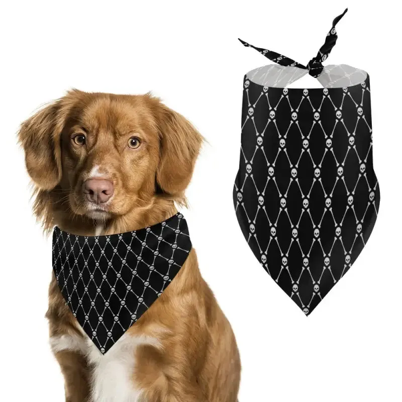 Stylish Halloween Dog Bandana in Black and White Pattern