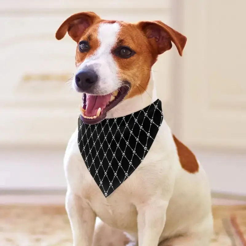 Stylish Halloween Dog Bandana in Black and White Pattern