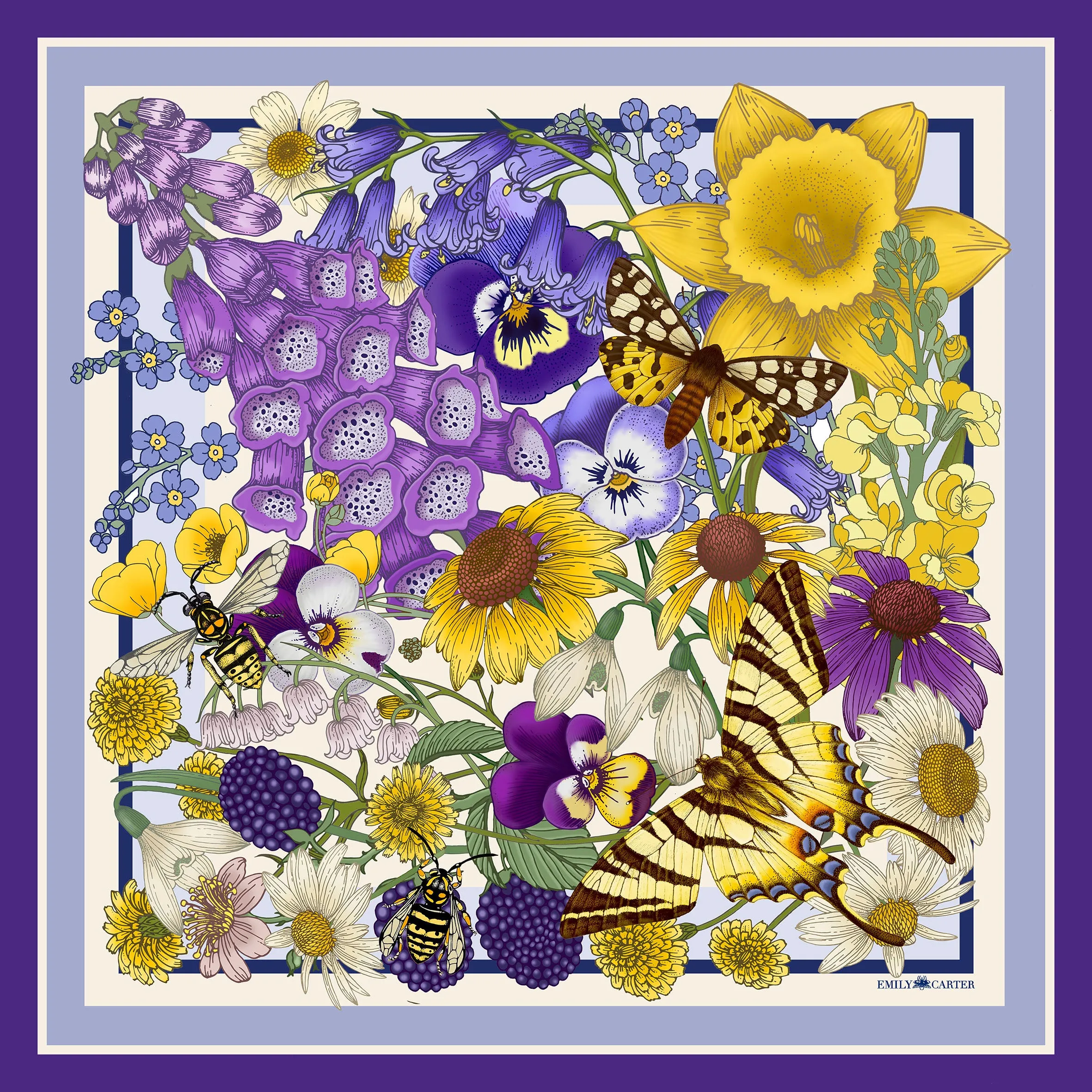 The Wild Flower Silk Scarf | 90x90cm