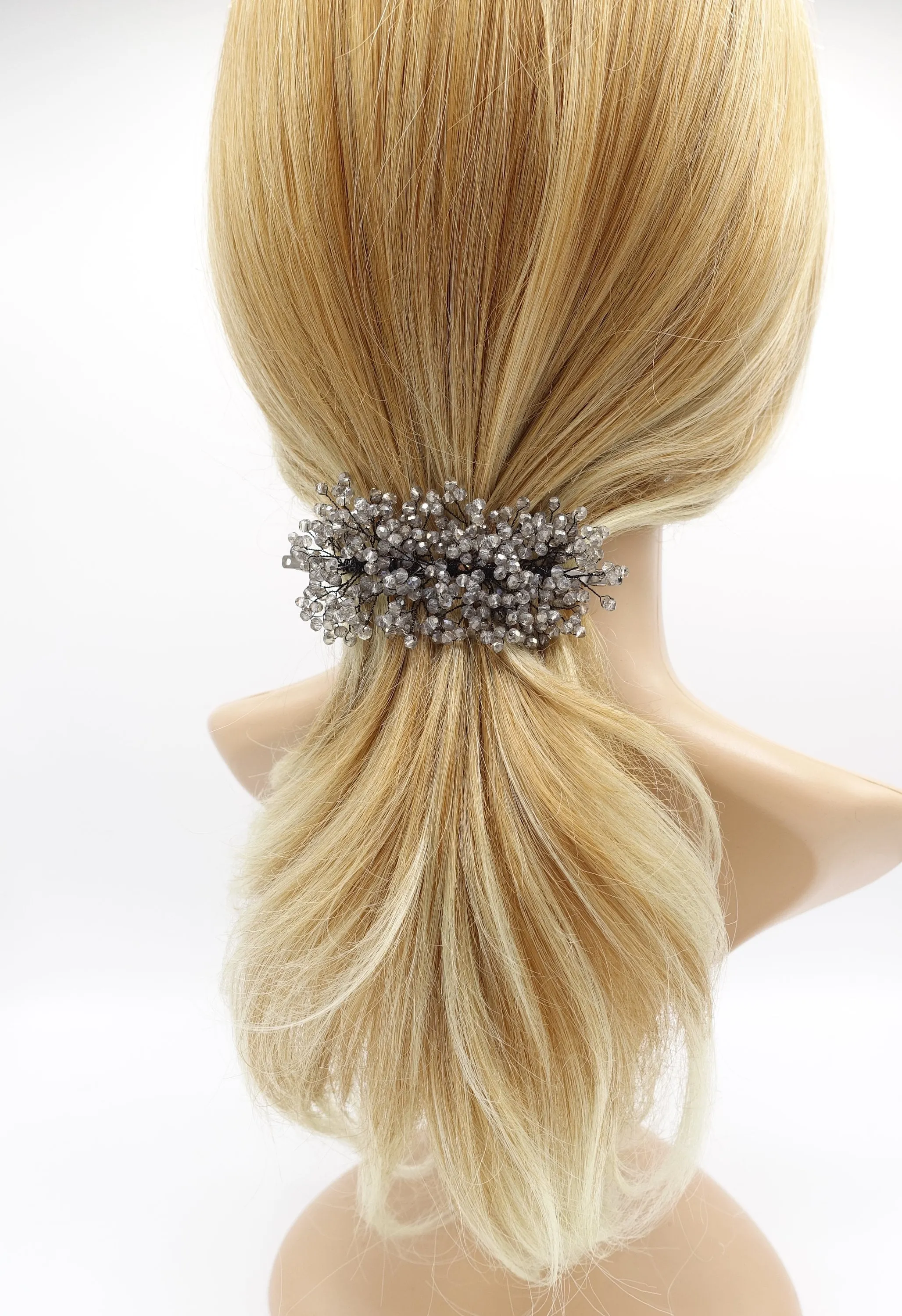 wired flower hair barrette, special event hair barrette for women